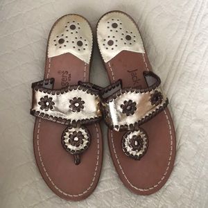 Sz 6 Gold/Brown Jack Rogers Sandals. Worn Once